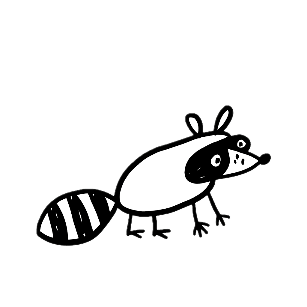 Pencil illustration of a raccoon