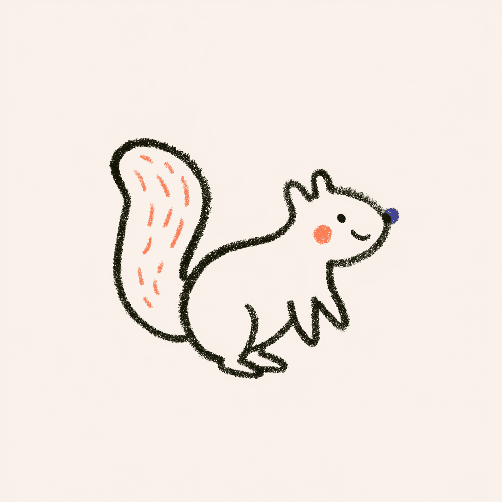 Illustration au crayon d'un écureuil